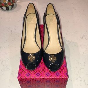 Tory Burch Peep Toe Wedge Pumps